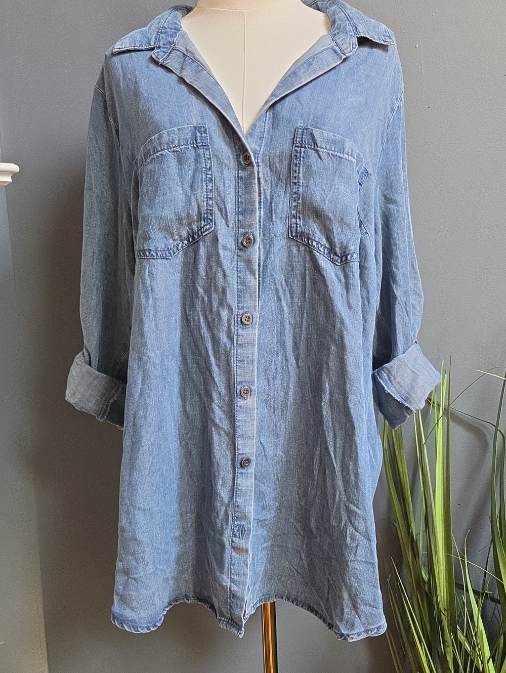 NWT- Velvet Heart Light Wash Denim Top in Blue Size 1x